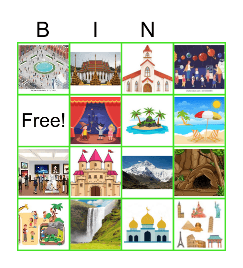 Tourist Attractions Bingo Card