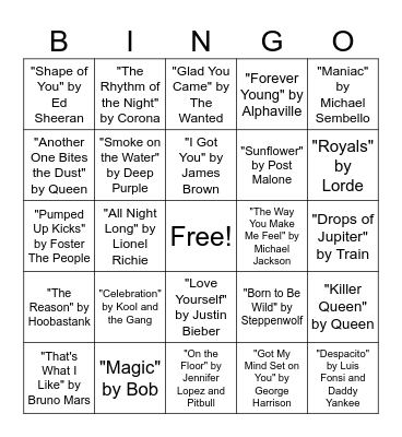 Music Bingo Hits Round #3 Bingo Card
