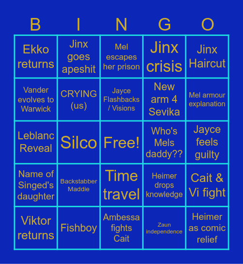 Arcane Season 2 Act 3 Bingo Card