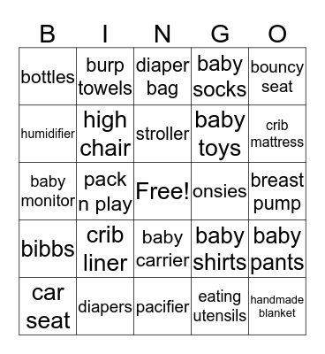 Baby Reiser Bingo Card