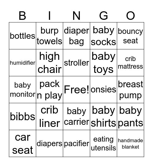 Baby Reiser Bingo Card