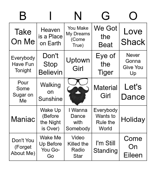 POP HITS | RD 2 | 80'S - no Bingo Card