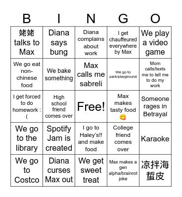Sabrina’s Bingotastical Board Bingo Card