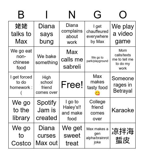 Sabrina’s Bingotastical Board Bingo Card