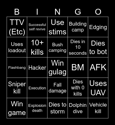 Warzone 2.0 bingo (Credits to: Big Puffer) Bingo Card