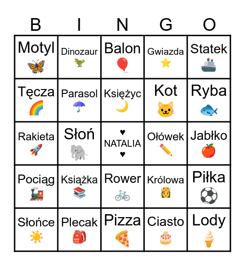 8 urodziny Natalii ♥️ Bingo Card