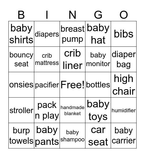 Reiser Baby Bing0 Bingo Card