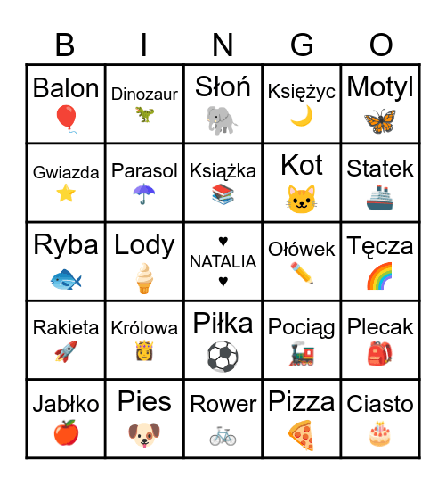 8 urodziny Natalii ♥️ Bingo Card