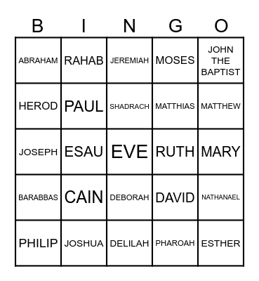 BIBLE Bingo Card