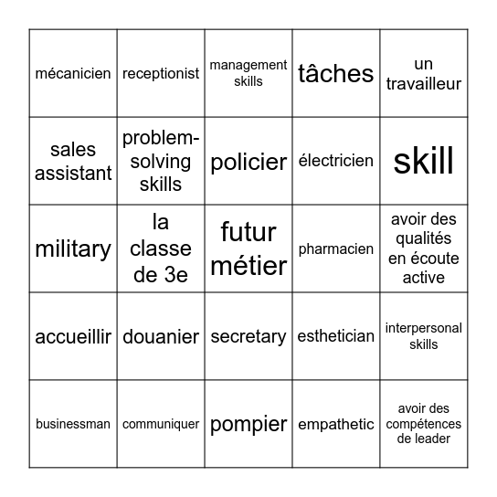 Jobs Bingo Card
