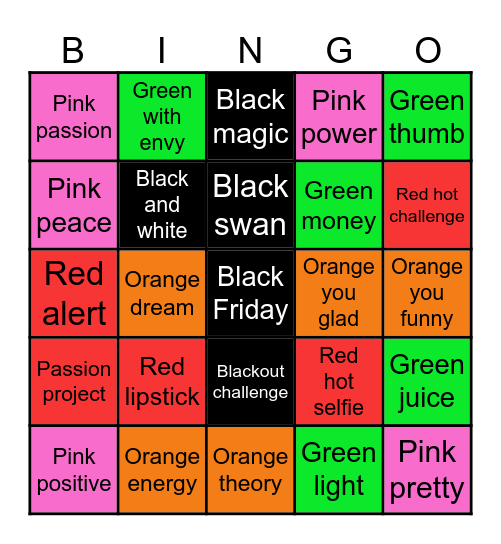 Kaleidoscope Week: Self-Love Bingo Card