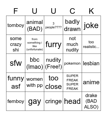 forbidden rule bingo Card