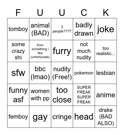 forbidden rule bingo Card