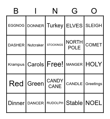 Simons' Christmas Bingo Card