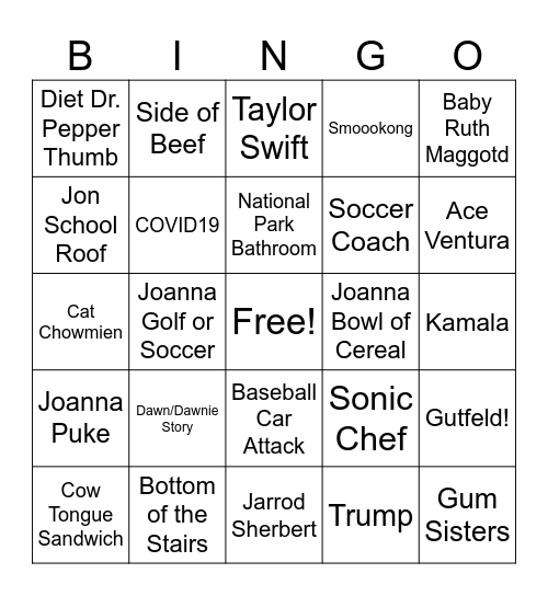 G&G JUDD Bingo Card