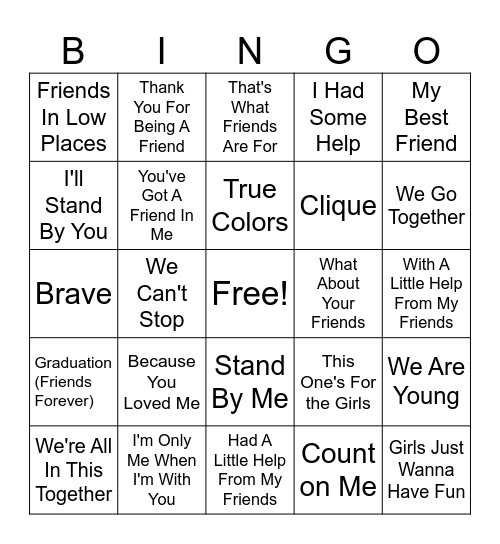 Friendsgiving Bingo Card