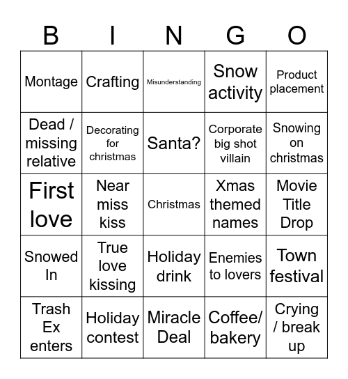 Hallmark Christmas Bingo Card