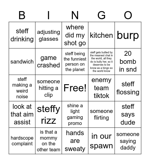 SHINE A LIGHT GAMING BINGO Card