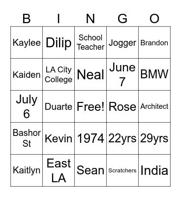 Untitled Bingo Card