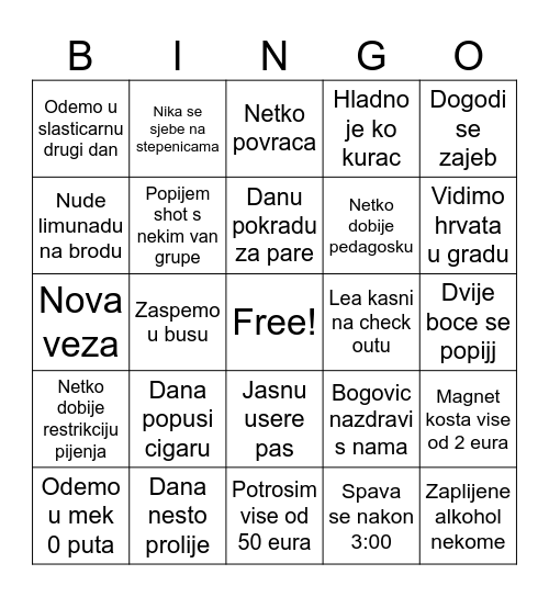 Budimpesta Bingo Card