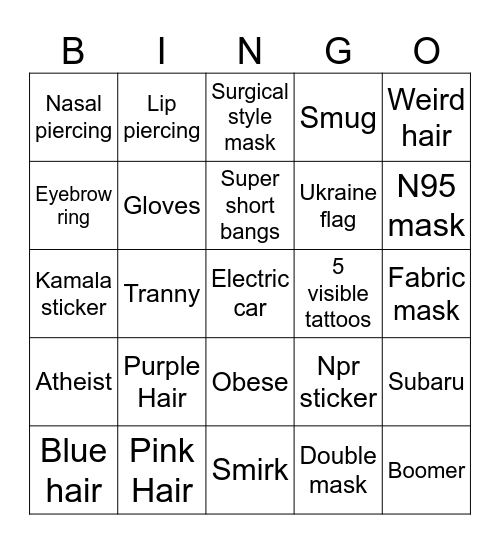 Libtard republic of Covidstan Bingo Card