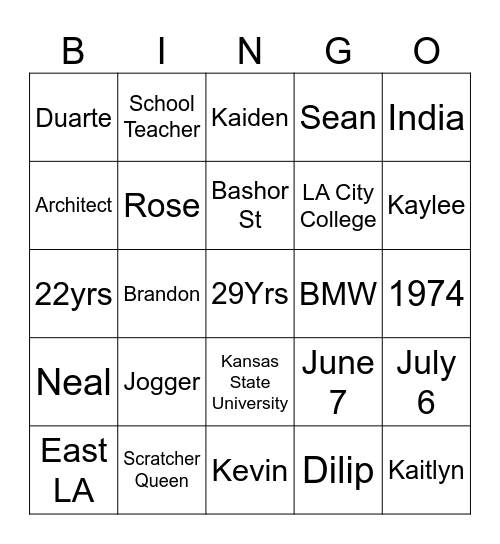 Rose & Dilip 50th Anniversary Bingo Card