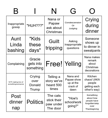 Thanksgiving Bingo Card