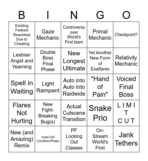 FRU Bingo Card