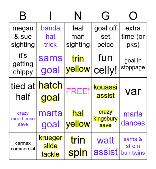 NWSL championship 2024 Bingo Card