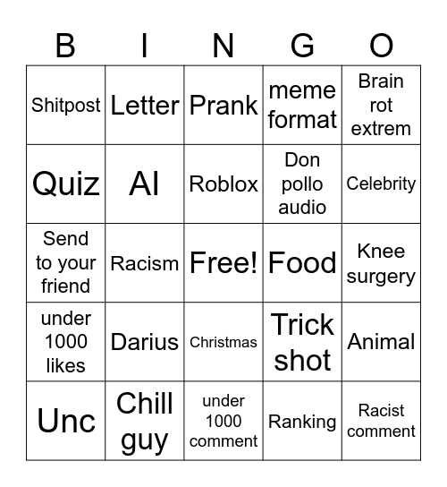 Untitled Bingo Card