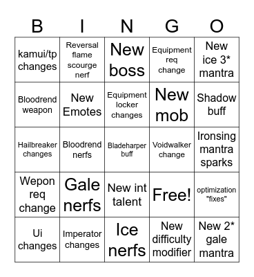 Deepwoken weekly 23/11 Bingo Card