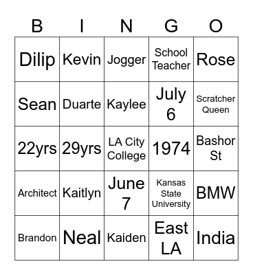 Rose & Dilip 50th Anniversary Bingo Card