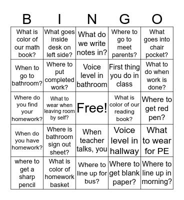 Get to know room 221/team Wood Bingo Card