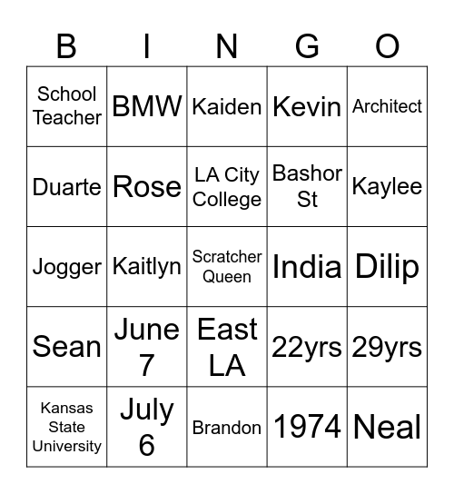 Rose & Dilip 50th Anniversary Bingo Card