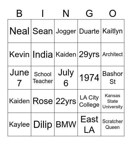 Rose & Dilip 50th Anniversary Bingo Card