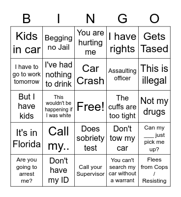 Police body cam Bingo Card