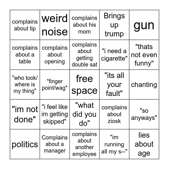 Muska Bingo Card