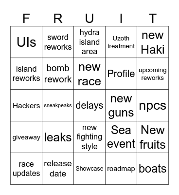 Untitled Fruit Bingo Card