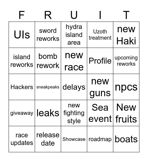 Untitled Fruit Bingo Card