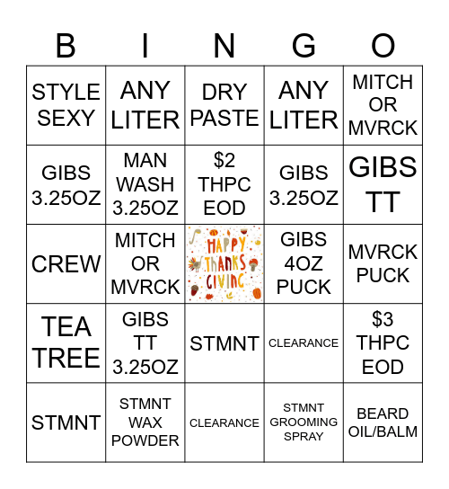 SPORT CLIPS VA208 RETAIL BINGO Card