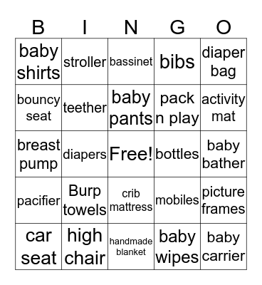 Reiser Bambino Bingo Card