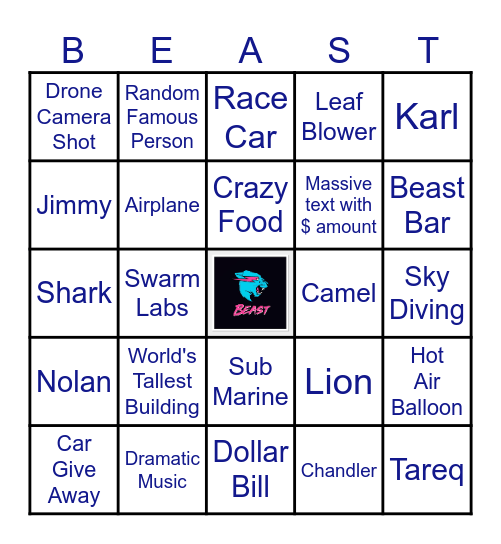MR. BEAST BINGO Card