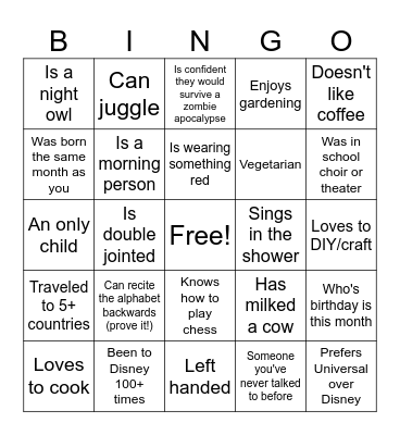 Find someone who... Bingo Card