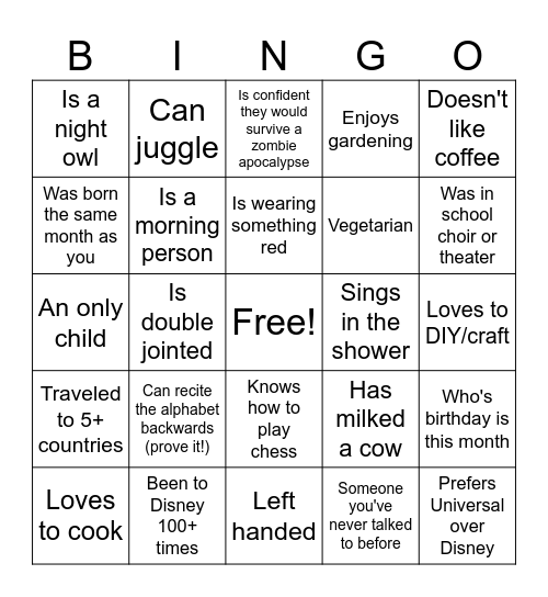 Find someone who... Bingo Card