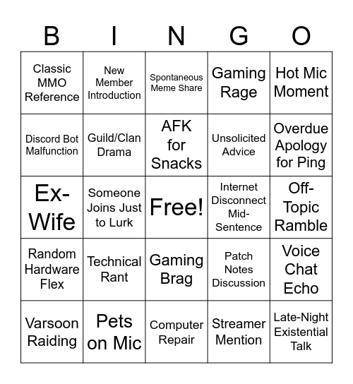 Donbie Bingo Card