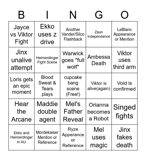 Arcane Act 3 Bingo Card