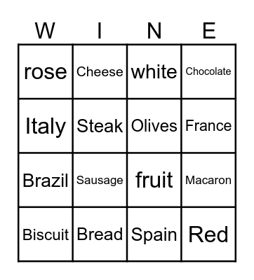 🍷 🍷 🍷 Bingo Card