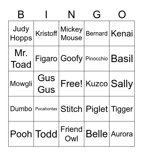 Baloo’s Bingo Card