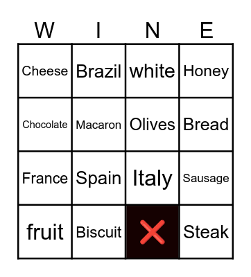Wine Bingo Card