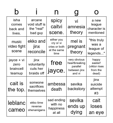 arcane finale Bingo Card